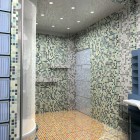 Bathroom Floor Made of Glass Tile