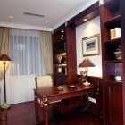 Deep red wood bookcase