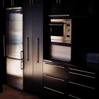 Black and steel finish urban kitchen cabinets