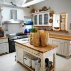 paper bags filled with groceries in the kitchen