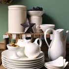 White plates and serving pieces
