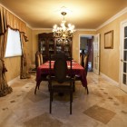 Dining room with stone tile floor