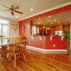 Dining Room and Kitchen Interior with wood floor