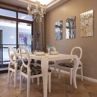 Dining room with stone tile floor