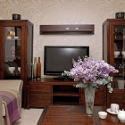 Wood cabinets with glass doors